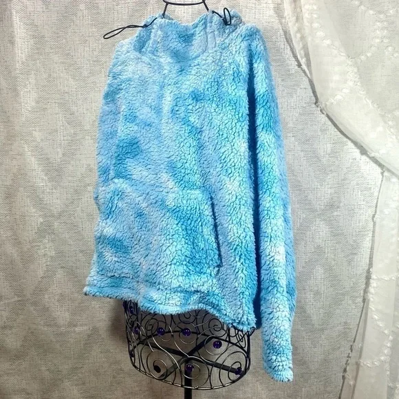 PINK Victoria's Secret blue Tie Dye Cloud Sherpa Sweater size L - Picture 4 of 10